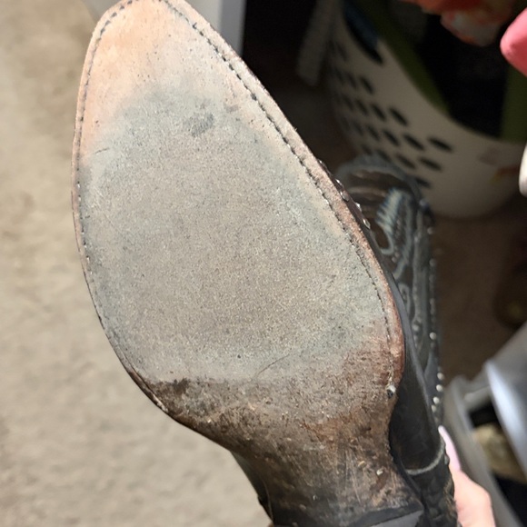 Dan Post Tall Bronze Snip Toe Studded Brown Heeled Boots 9.5 - Picture 10 of 10